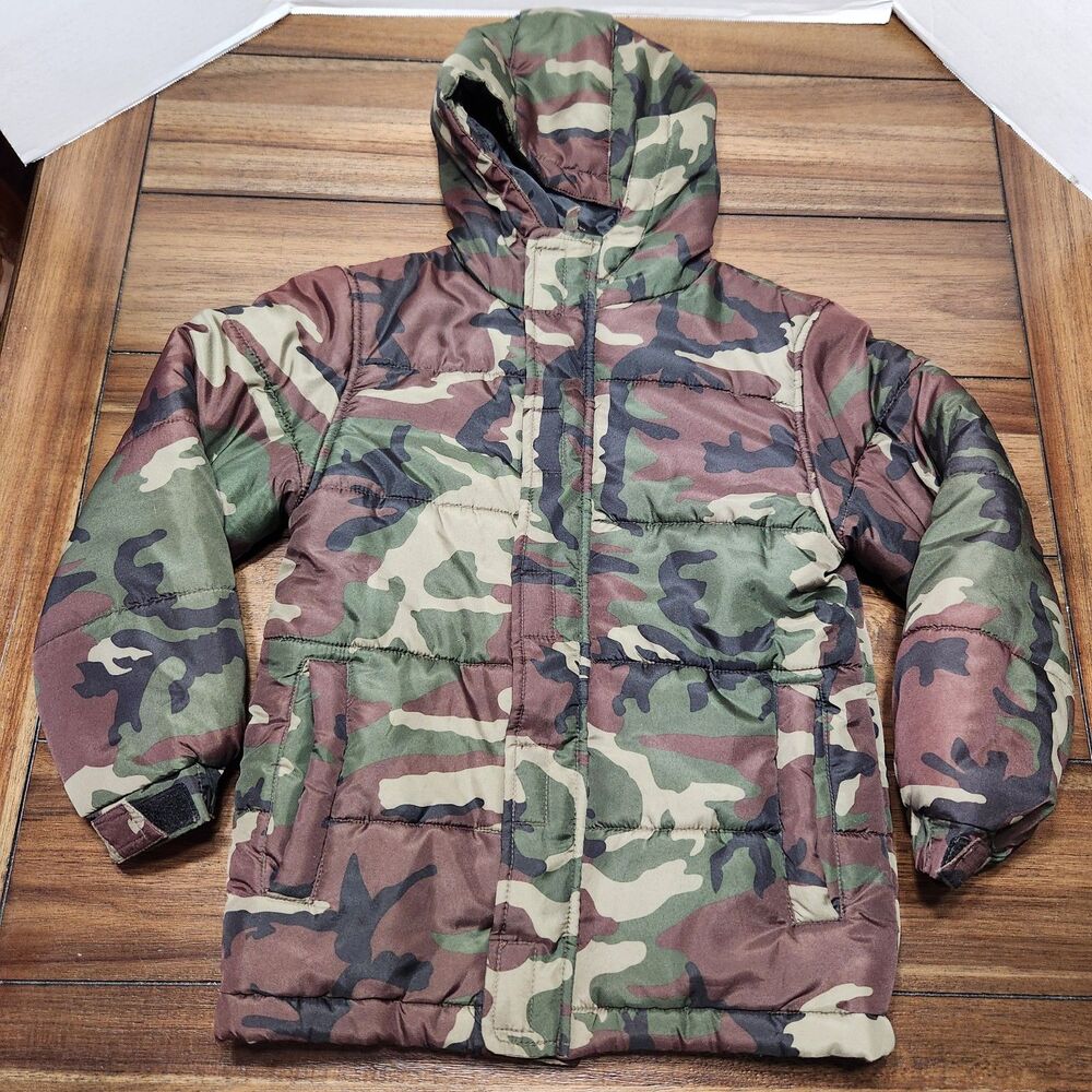 Open Trails Camo Bubble Jacket Boys M(7-8) Green